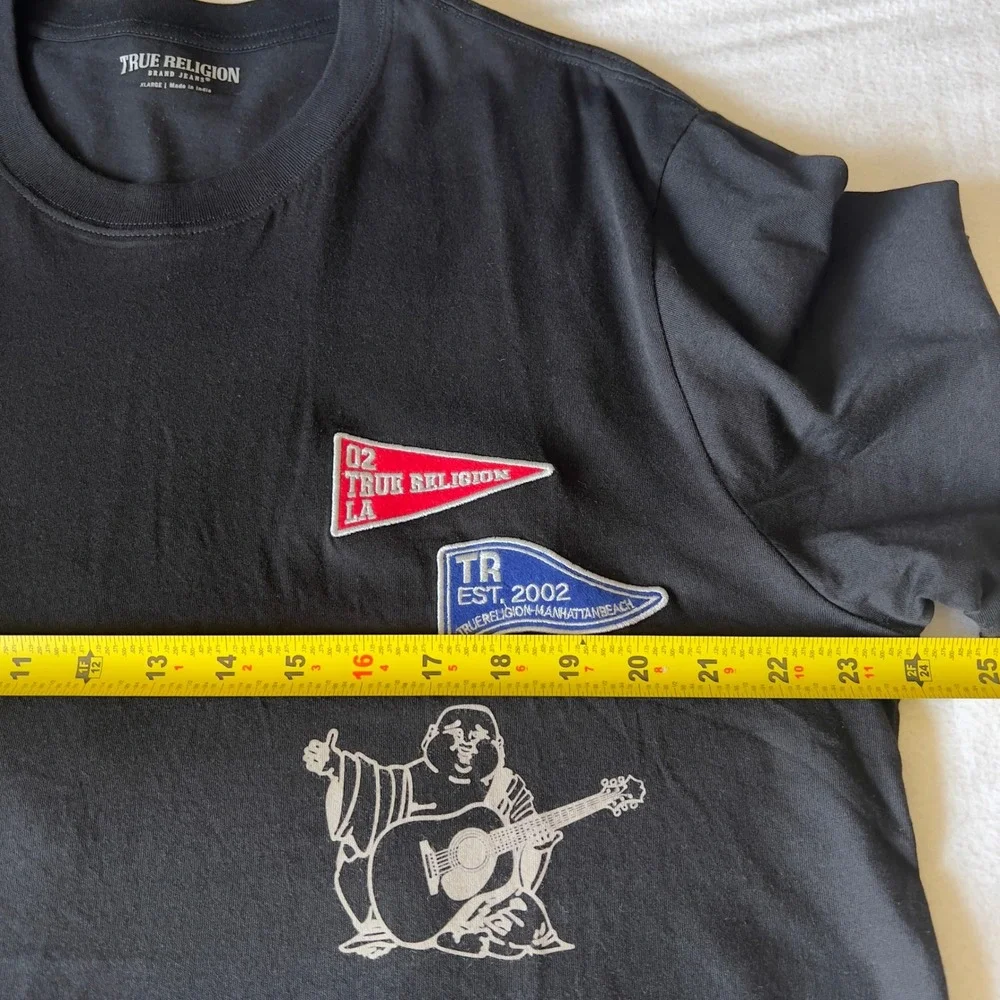 NWT True Religion Mens Black SS Uni Logo Graphic Tee Shirt XL Buddha